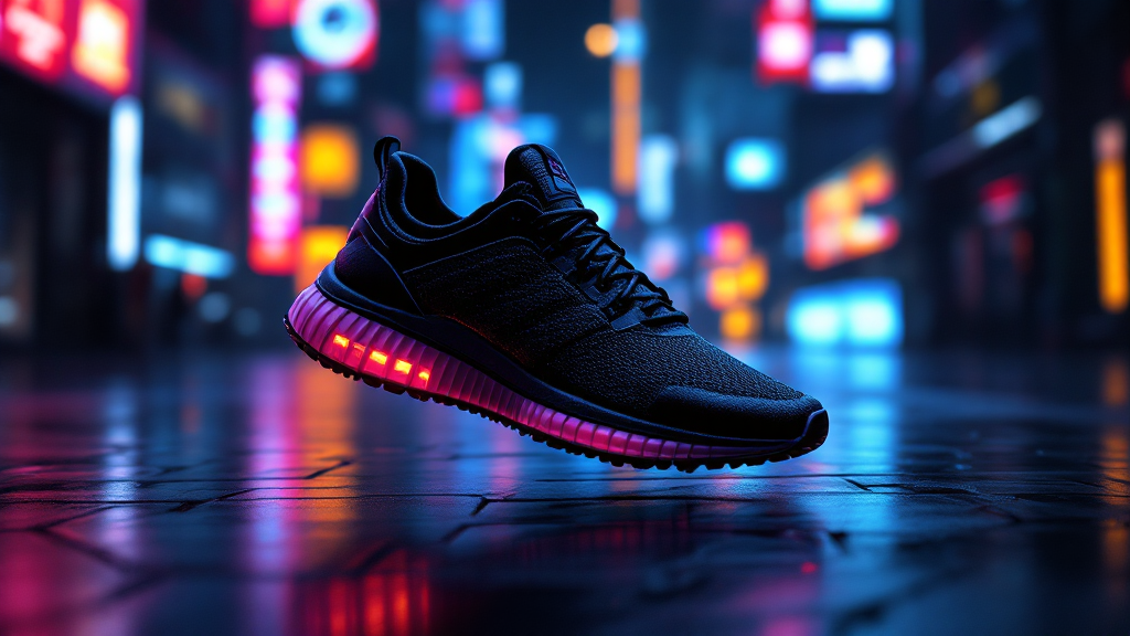 Neon sneaker product ad